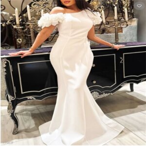 Off the Shoulder Elegant Party Dresses Mermaid Women’s Long Evening Dress Ivory Sleeveless Floor Prom Dress Customized 2025
