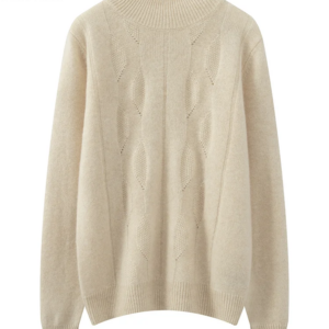 BirdTree, 100%Pure Cashmere Elegant Sweaters, Women Hollow Out Mock Neck, Fashion Casual OL Tops, 2024 Autumn Winter T48888QM