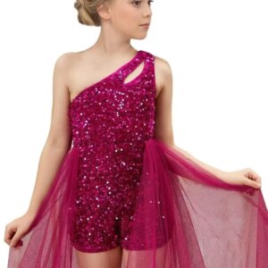 Tulle Romper Maxi Dress with Cape party dresses One Shoulder Pageant Dress Jumpsuits Flower Girl Dress Sequin Girls Ball Gowns