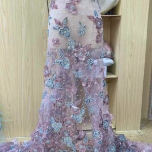 High-quality African Nigerian Elegant 3D Embroidered Fabric French Tulle Lace Fabric With Sequin For Party Wedding