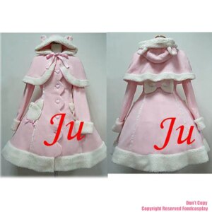 fondcosplay Gothic Lolita Punk rabbit pink Wool Coat With Cape Dress Cosplay Costume CD/TV[CK561]
