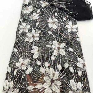 African Lace Fabric 2025 Sequins Beaded Embroidery Groom Nigerian Bridal High Quality French Tulle Lace Fabric For Wedding