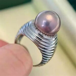 Solid S925 Sterling Silver Pearl Ring Settings Findings & Accessories – for Jewelry Making Bulk Wholesale Craft Supplies 12-14mm