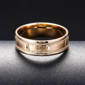 Provence Satin Finish Ring 14K18K Solid Gold Plain for Men Wedding milgrain Design Unisex geometry Band Personalized Custom
