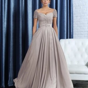 Plus Size Mother Of The Bride Dresses A-line Cap Sleeves Chiffon Beaded Long Groom Mother Dresses For Wedding Customized