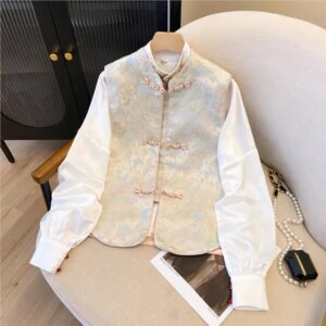 New Chinese style dish brocade vest small coat with everything