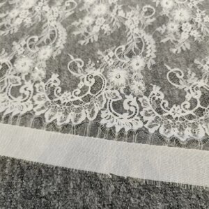 high quality bridaldress lace soft eyelash lace fabric chantilly lace with handbeaded perfect for wedding dress