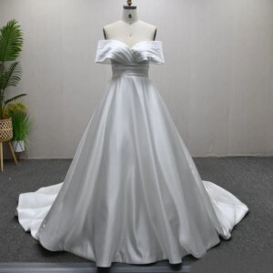 Vestidos De Novia Para Boda Criss-Cross Off The Shoulder Button Back Sweep Train Customized Lace Wedding Dress Women