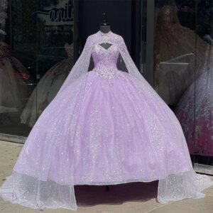 Lorencia Purple Ball Gown Quinceanera Dress 2023 Appliques Beaded Crystals With Wrap Sweet 16 Dress Vestidos De 15 Anos YQD237