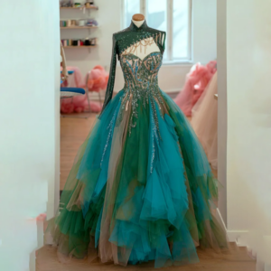 Exquisite Beads Sequined Evening Dresses Luxury High Collar One-Shoulder A-Line Prom Gowns Pleat Floor Length Party Dresses