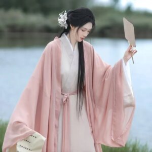 Chinese style Hanfu set, classical style 2-piece set, retro embroidery style, paired with silk and cotton clothing