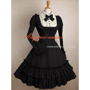fondcosplay Gothic Lolita Punk Fashion black cotton Dress Cosplay Costume CD/TV[CK569]
