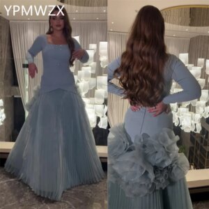 Customized Prom Gown Evening Formal Dress Women YPMWZX Square Collar A-line Floor Length Skirts Draped Bespoke Occasion Dresses
