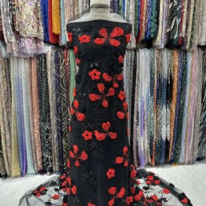 Wholesale High Quality African French Beaded Lace Fabric 2025 Sewing Sequins Embroidery Nigeria Lace Fabric for Party Dresses