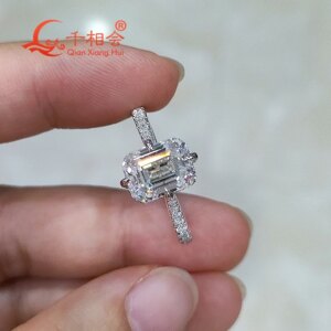 7*9MM 3ct Emerald round Half Eternity Band D White VVS Moissanite 925 Sterling Silver Ring Engagement Jewelry Ladies Men