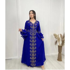 Royal Blue Moroccan Dubai Kaftans Farasha Abaya Dress Wedding Fancy Long Gown