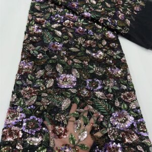 2025 Luxury French Mesh Embroidery Beaded Lace Fabric African Nigerian Sequins Lace Fabric for Wedding Dress Sewing