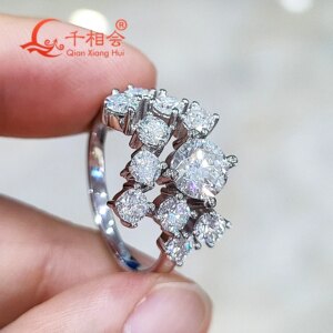 12.5MM 11pcs difference size round shape Irregular Sorting ring D vvs white moissanite S925 Sterling Silver Jewelry Ladies