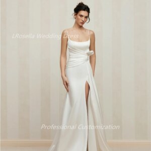 LRosella Wedding Dress Crepe Pleat Halter Floor-Length sleeveless Elegant Exquisite Elegant Morden style For women 2024 الإناث