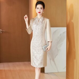 Long Sleeve Mother Of The Bride Dresses Vintage Women Evening Gowns