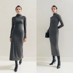 Customized  Temperament Jersey Evening Dress High Quality Crew Neck Long Sleeves Mermaid Back Slit Bespoke Occasion Gow