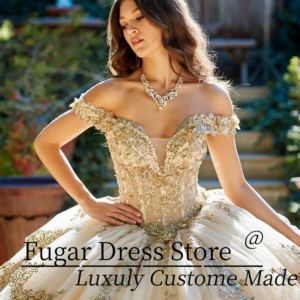 Gold Embroidered Quinceanera Dresses Birthday Party Prom Princess Ball Gown Lace Appliques Glitter Corset Vestidos De 15 Anos