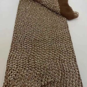 2025 Latest Hot Sale New High-End Luxury French Embroidery Heavy beads Lace Fabric African Nigerian With Sequins Fabric For Wedd