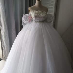 New Princess Cosplay Costume White Moon Dress Wings Bow Sleeves Set Custom Made Wedding Dress For Christmas Halloween Game Party