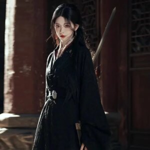 Cold Feeling Women’s Hanfu Dress Set Chinese Pre Warring States Wide Sleeve Robe Vintage Niche Carnival Event Cosplay Clothing