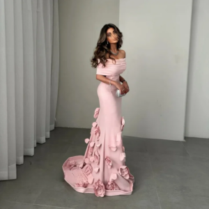 Little Daisy CustomizedFor Sexy Women 정장원피스 Vestidos de festa Elegant Off Shoulder 3D Appliques Floor-Length Cocktail Prom Gown