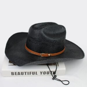 Outdoor light coffee belt hollow breathable hard cowboy hat
