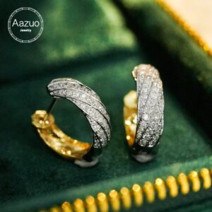 Aazuo Real Jewelry18K Yellow Gold Real Diamond 0.58ct U Shape Classic Hook Earring Gifted For Women Advanced Wedding Party Au750