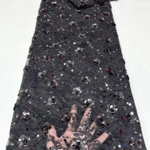 African Sequins Lace Fabric 2024 High Quality Lace Nigerian French Tulle Beaded Lace Fabrics For Sewing Wedding Party Dre5 Yards