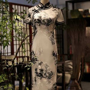 Retro Elegant Cheongsam New Year Mid-Length Chinese Style plus Size Dress High-End Xiangyun Yarn Women