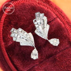 Aazuo Fine Jewelry 18K White Gold Real Diamond 0.6ct Luxury Waterdrop Stud Earring Gifted For Women Advanced Wedding Party Au750