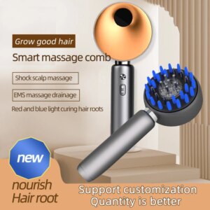 Electric Massage Brush With Red Light Hair Oil Heating Scalp Massaging Brush Blue Light Hair Growth Applicator