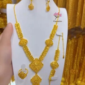 New Dubai 24K Gold Plated Bridal Wedding Jewelry Necklace Earrings Bracelets Women’s Rings YY10488
