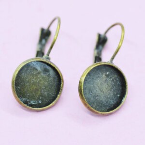 Bluk 500pair/lot 16mm Antiqur Bronze Earring hooks Flat Round Tary Pad Nickel Free Earring Findings