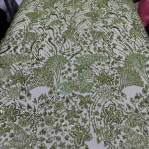 African Sequins French Lace Fabric 5 Yards 2025 High Quality Nigerian Embroidered Luxury Beaded Lace Fabric For Dress