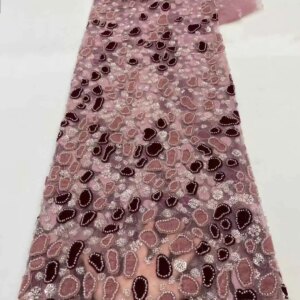 African Lace Fabric 2025 High Quality Velvet Lace French Lace Fabric Sequins Embroidery Beads Tulle Lace Fabric For Party Dress