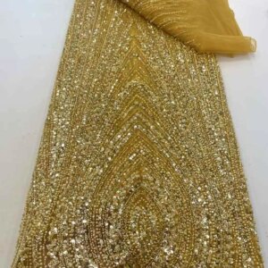 Beautiful Nigerian Sequins Party Lace African Beads Lace Fabric 2025 High Quality 5Yards African French Tulle Net Lace Fabric