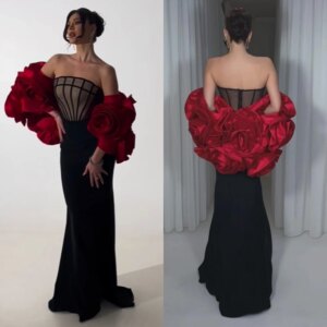 Customized Sexy Casual Evening Jersey Flower Draped Pleat Party Sheath Off-the-shoulder Bespoke Occasion Gown Long Dresses