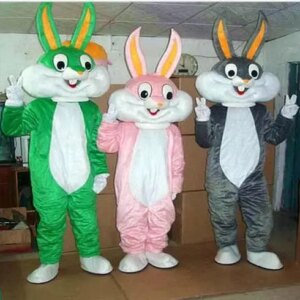 New Adult Cute Deluxe 3pcs Easter Bunny Party Mascot Costume Christmas Fancy Dress Halloween Mascot Costume Free Ship