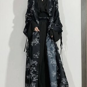 Chinese Style Traditional Elegant Printed Cloak Coat Women’s 2024 Summer New Zen Black Thin Outer Match Clothing