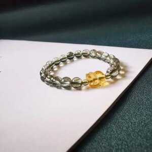 UMQ Natural Green Hair Crystal Citrine Hair Crystal Pixiu Lucky Bracelet Women’s Niche Design High-end Girlfriend Bracelet Gift