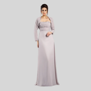 Plus Size Mother Of The Bride Dresses A-line Strapless Chiffon Beaded With Jacket Long Groom Mother Dresses Wedding Customized