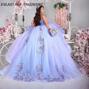 EVLAST Customized 2025 Lilac Ball Gown Quinceanera Dress 3D Floral Applique Beading Corset Sweet 16 Vestidos De 15 Anos E1Q833