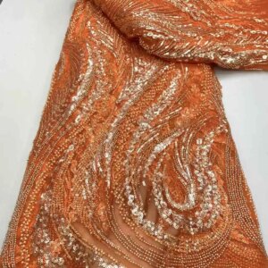 Nigerian African Lace Fabric 2025 High Quality Hamdmade Beads Bridal Lace Fabric Luxury Sequin Embroidery For Wedding ZX