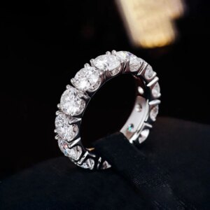 Provence Luxury Wedding ring Solid Gold 4.0mm DEF/VS Lab Diamonds full band Engagement for Women Classic cocktail ring Custom