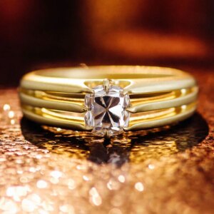 Provence 18K/14K/10K Yellow Gold 1ct D Color VVS1 Cushion Cut GRA Moissanite Rings For Women Men Multi Row Anniversary Band